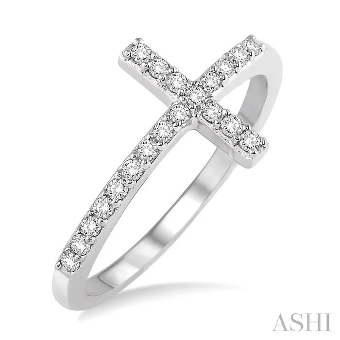 Sideway Cross Diamond Fashion Ring