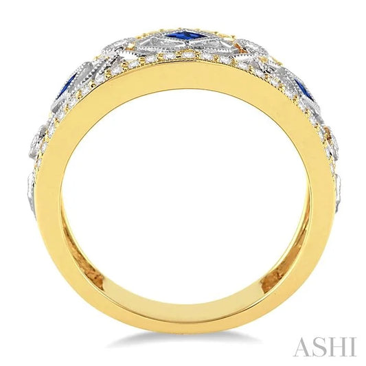 Princess Shape Gemstone & Diamond Fashion Band