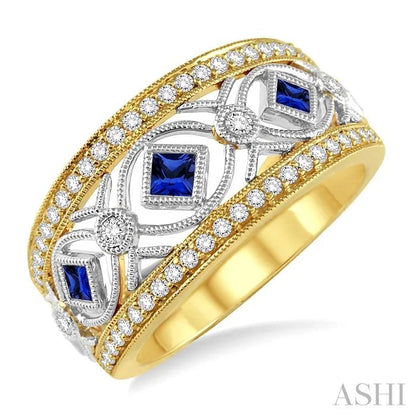 Princess Shape Gemstone & Diamond Fashion Band