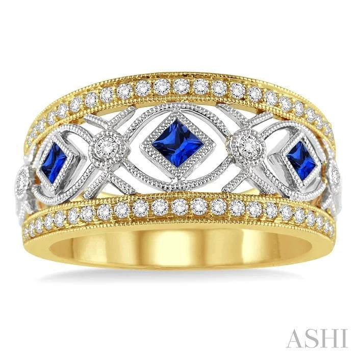 Princess Shape Gemstone & Diamond Fashion Band