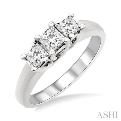 Princess Shape Past Present & Future Diamond Engagement Ring