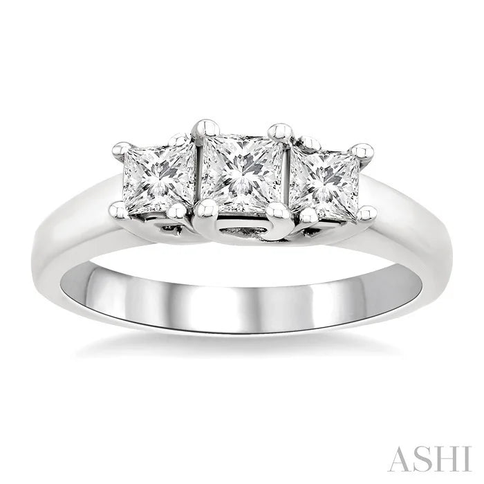 Princess Shape Past Present & Future Diamond Engagement Ring