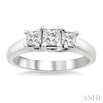 Princess Shape Past Present & Future Diamond Engagement Ring