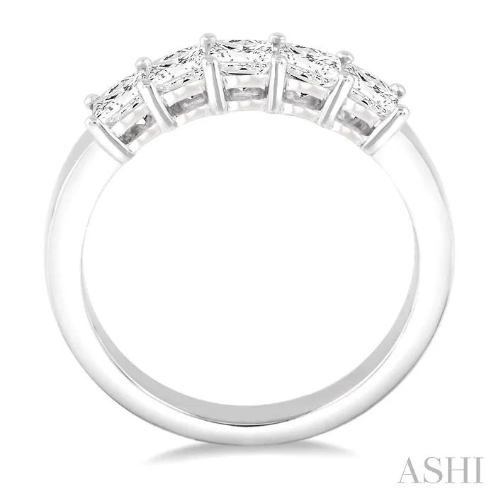 Princess Shape 5 Stone Diamond Wedding Band