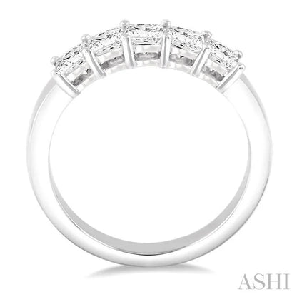 Princess Shape 5 Stone Diamond Wedding Band