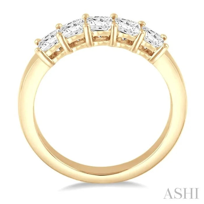 Princess Shape 5 Stone Diamond Wedding Band