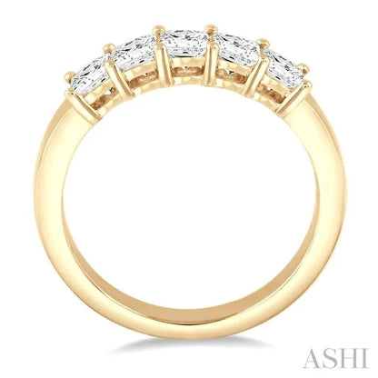 Princess Shape 5 Stone Diamond Wedding Band