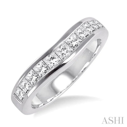 Channel Set Curved Diamond Wedding Band