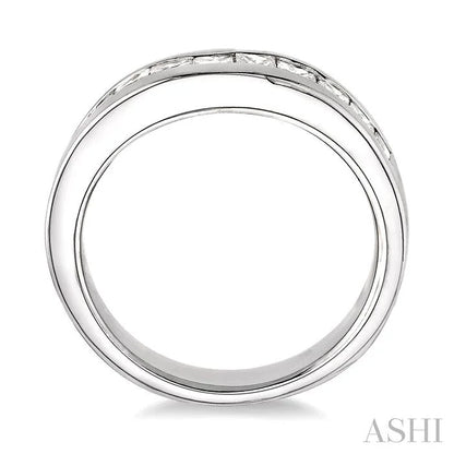 Channel Set Curved Diamond Wedding Band