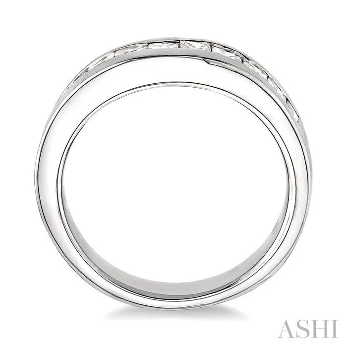 Channel Set Curved Diamond Wedding Band