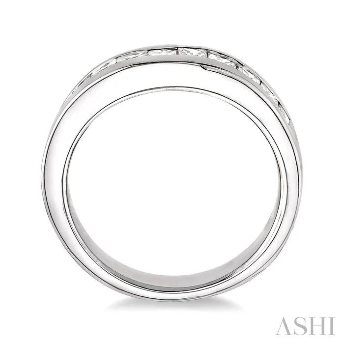 Channel Set Curved Diamond Wedding Band