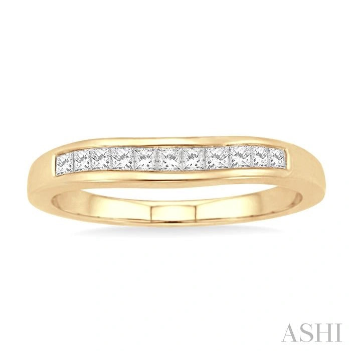 Channel Set Curved Diamond Wedding Band