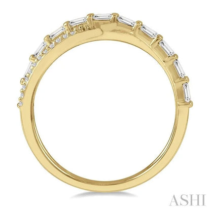 Criss Cross Baguette Diamond Fashion Ring