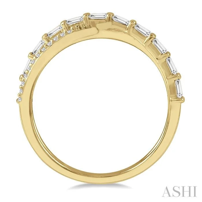 Criss Cross Baguette Diamond Fashion Ring