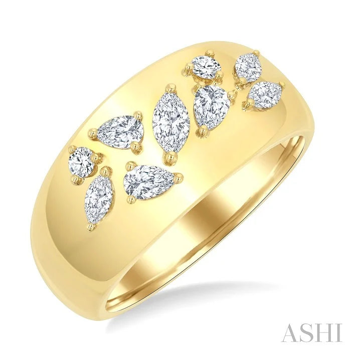 Mixed Shape Diamond Fashion Wide Band