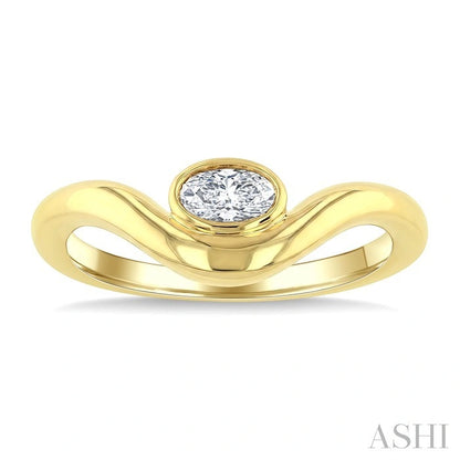Oval Shape Curved Diamond Solitaire Ring