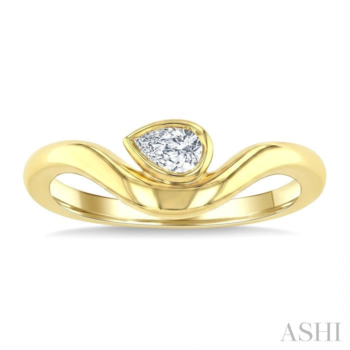Pear Shape Curved Diamond Solitaire Ring