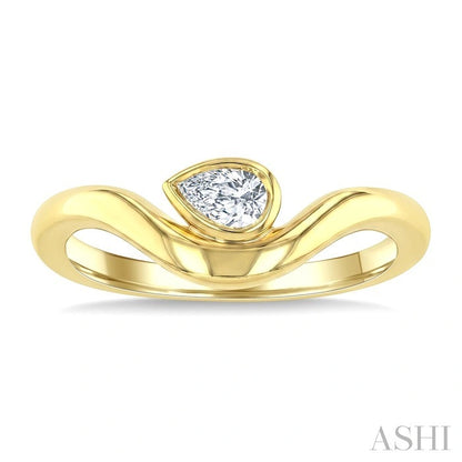 Pear Shape Curved Diamond Solitaire Ring