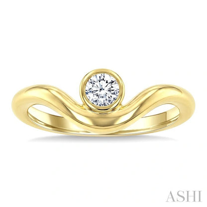 Round Shape Curved Diamond Solitaire Ring
