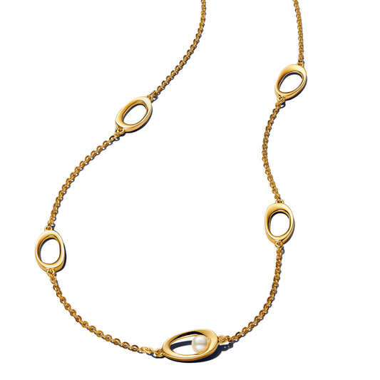 Organically Shaped Oval & Treated Freshwater Cultured Pearl Necklace