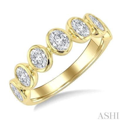 7 Stone Oval Shape Bezel Set Diamond Band