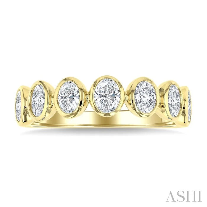 7 Stone Oval Shape Bezel Set Diamond Band
