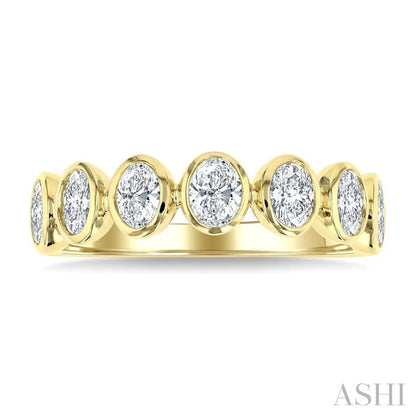 7 Stone Oval Shape Bezel Set Diamond Band