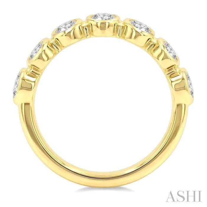 7 Stone Oval Shape Bezel Set Diamond Band