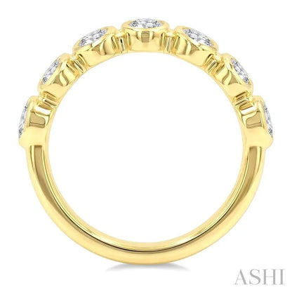 7 Stone Oval Shape Bezel Set Diamond Band