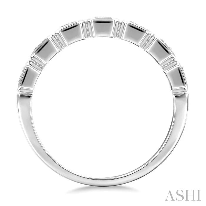 7 Stone Emerald Shape Bezel Set Diamond Band