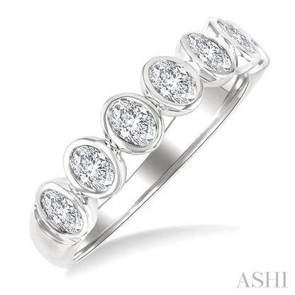 7 Stone Oval Shape Bezel Set Diamond Band