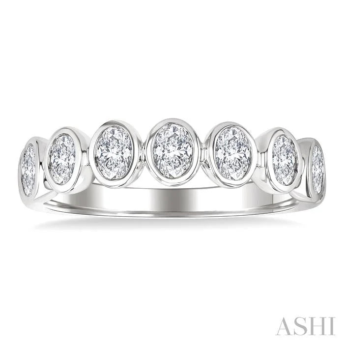 7 Stone Oval Shape Bezel Set Diamond Band