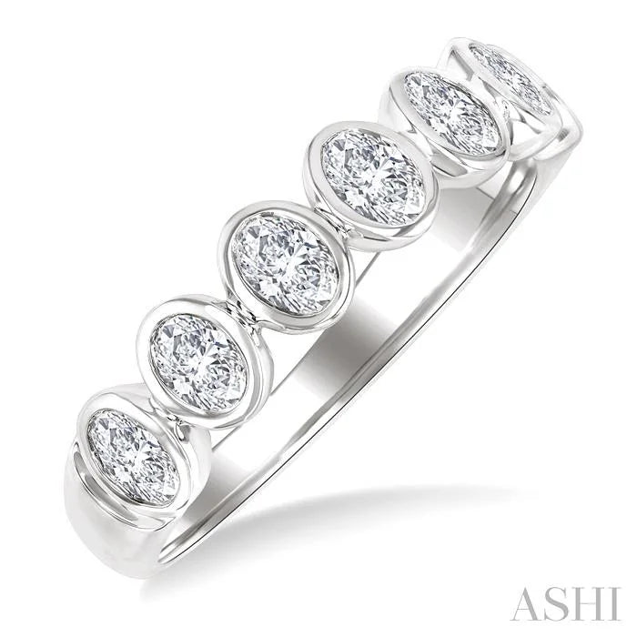 7 Stone Oval Shape Bezel Set Diamond Band