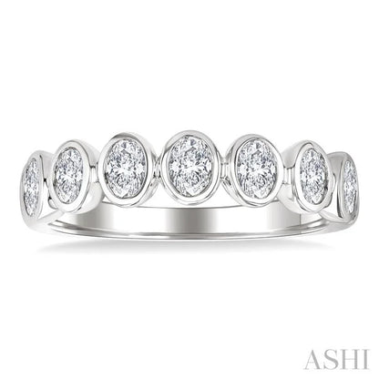 7 Stone Oval Shape Bezel Set Diamond Band