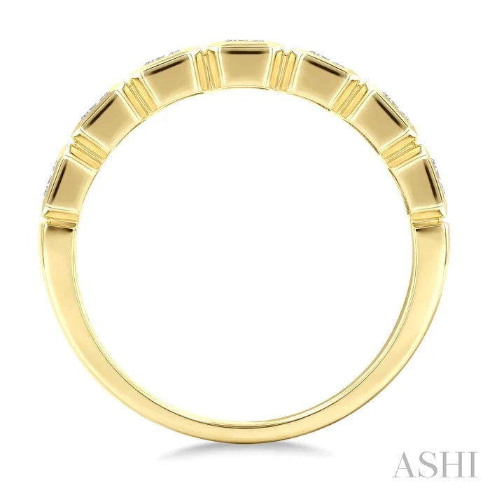 7 Stone Emerald Shape Bezel Set Diamond Band