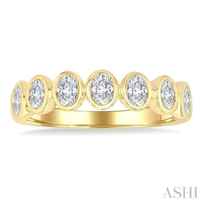7 Stone Oval Shape Bezel Set Diamond Band