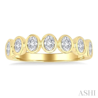 7 Stone Oval Shape Bezel Set Diamond Band