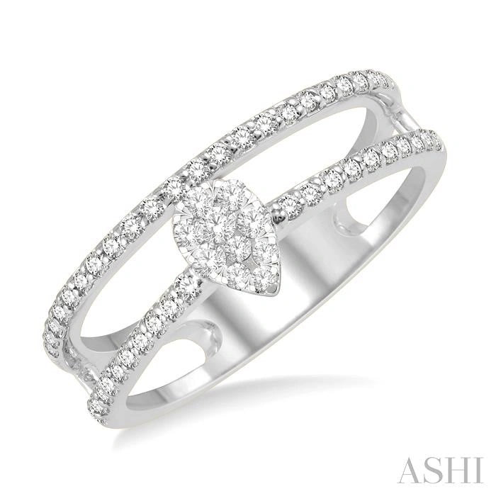 Double Row Pear Shape Lovebright Diamond Fashion Ring