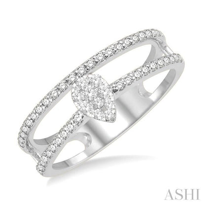 Double Row Pear Shape Lovebright Diamond Fashion Ring