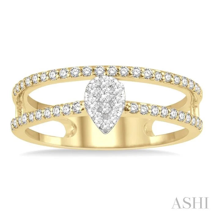 Double Row Pear Shape Lovebright Diamond Fashion Ring