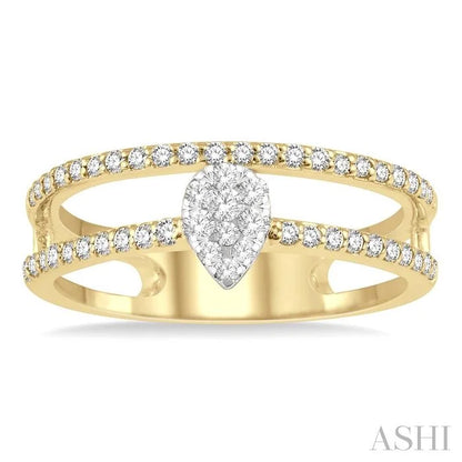 Double Row Pear Shape Lovebright Diamond Fashion Ring