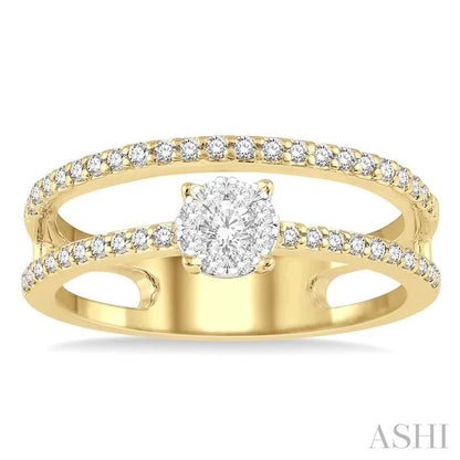 Round Shape Double Row Lovebright Diamond Fashion Ring
