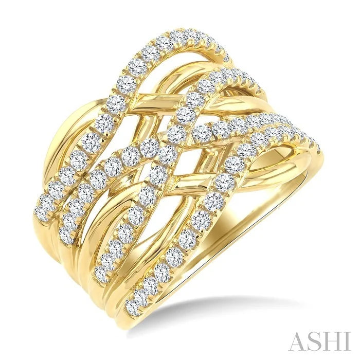 Bold Criss Cross Diamond Fashion Wide Band