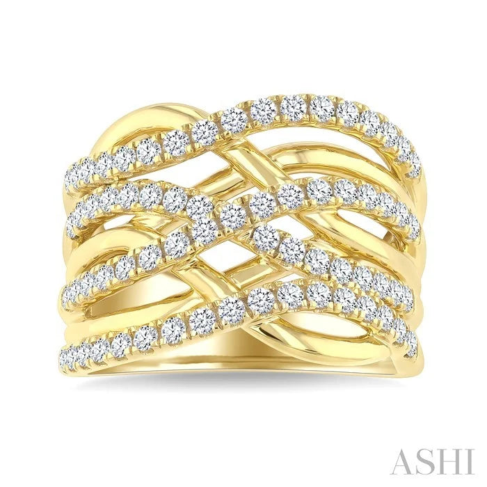 Bold Criss Cross Diamond Fashion Wide Band
