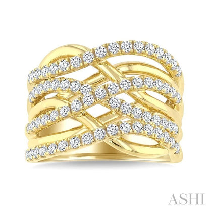 Bold Criss Cross Diamond Fashion Wide Band