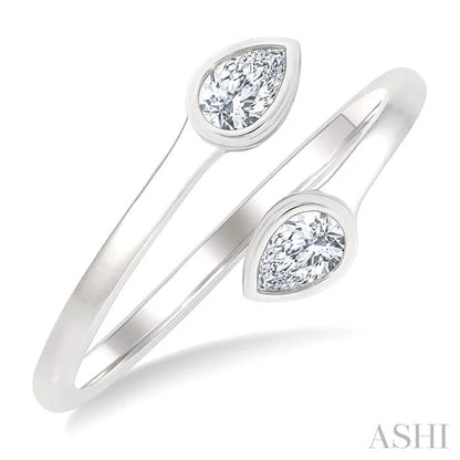 Pear Shape Bezel Coil Diamond Fashion Ring