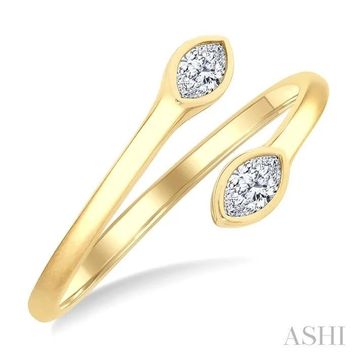 Marquise Shape Bezel Coil Diamond Fashion Ring