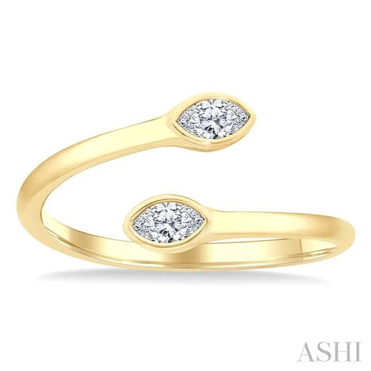 Marquise Shape Bezel Coil Diamond Fashion Ring