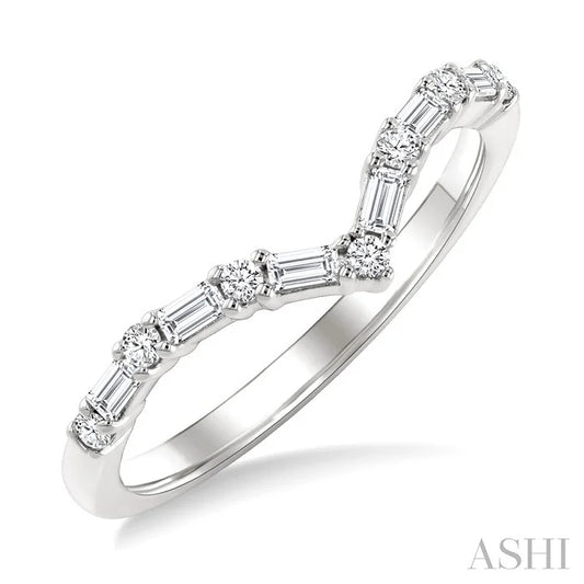 Chevron Baguette Diamond Stackable Fashion Ring