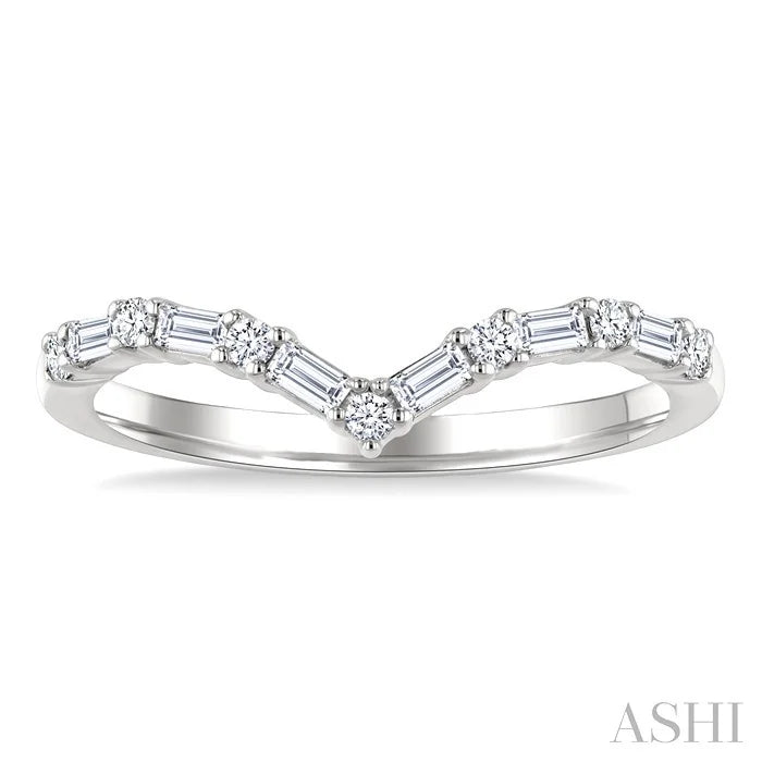 Chevron Baguette Diamond Stackable Fashion Ring